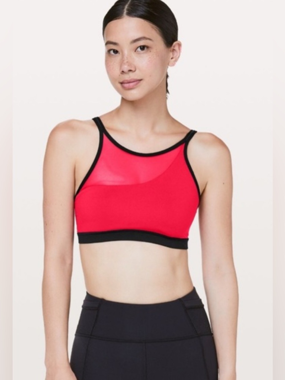 Lululemon Women’s High-Neck Sports Bra in Red and Black